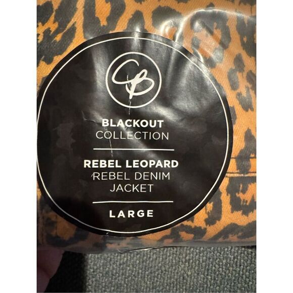 NWT Celestial Bodiez rebel leopard blackout collection denim jacket size large - Picture 5 of 10